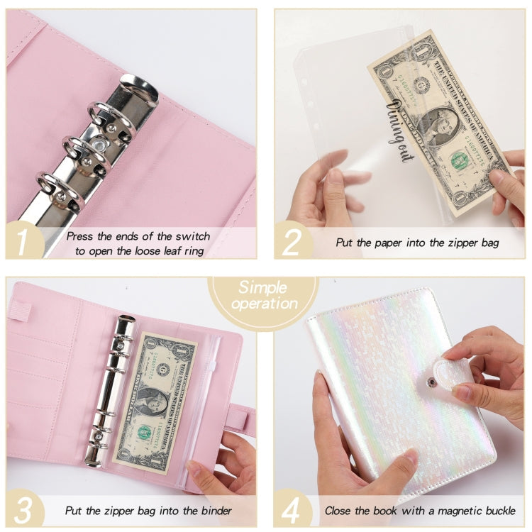 A6 Illusion Magic Square Loose-leaf PU Notebook Cash Budget Book(Milk Tea)