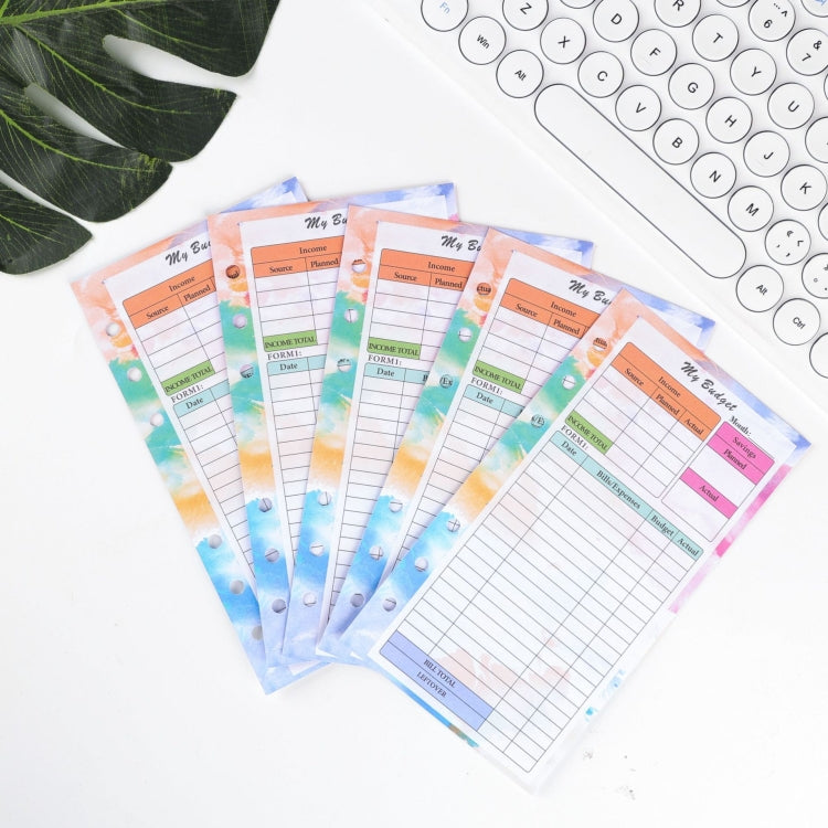 A6 6 Hole Budget Book Loose-leaf Replacement Core Handbook Insert,Spec: Kit 1
