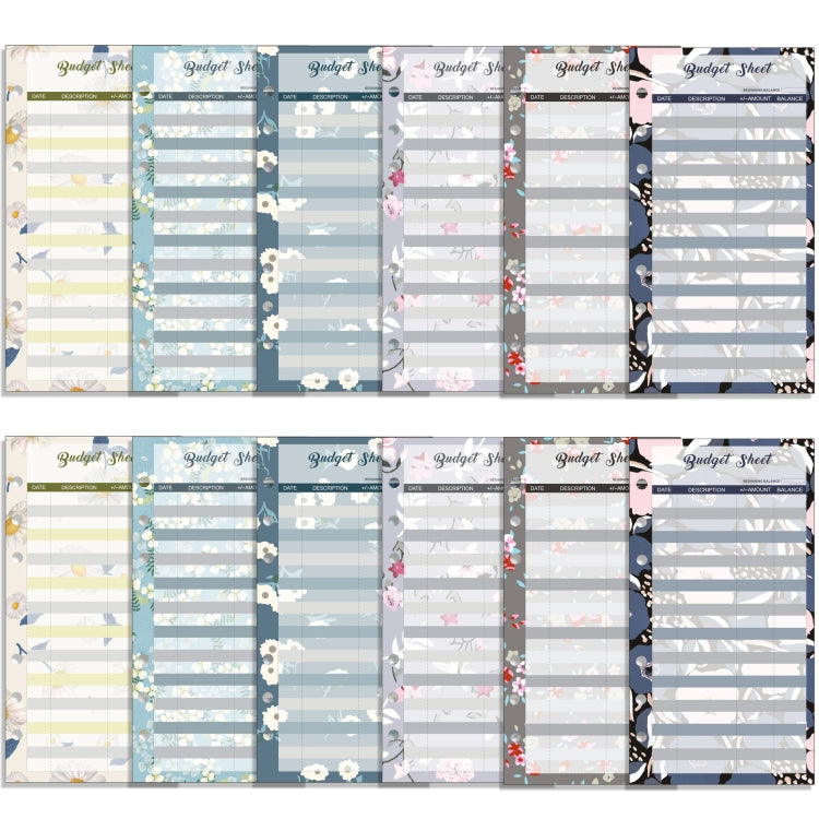 60 Sheets Cash Budget Card Loose-leaf Bookkeeping Replacement Core(Small Floral)