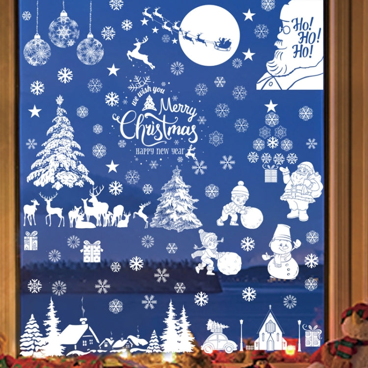 Christmas Static Glass Window Decoration Background Decorative Stickers(White Santa Claus)