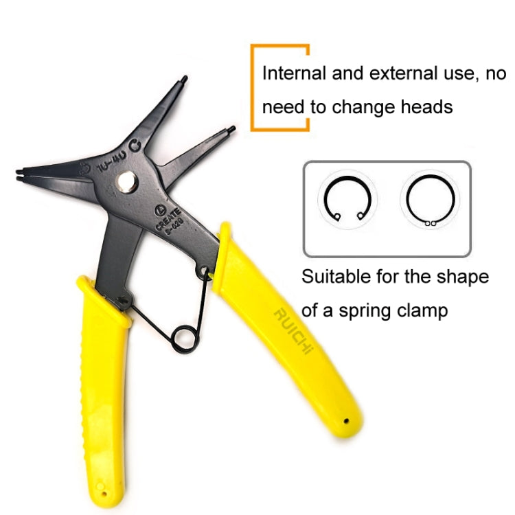 RUICHI 2 In 1 Multi-Function Clamp Spring Retainer Pliers(Yellow)