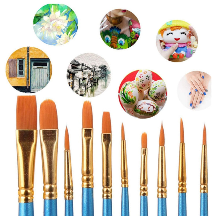2 Sets Nylon Bristle Paintbrush Children Painting Palette (10 Pens + 6 Palettes)