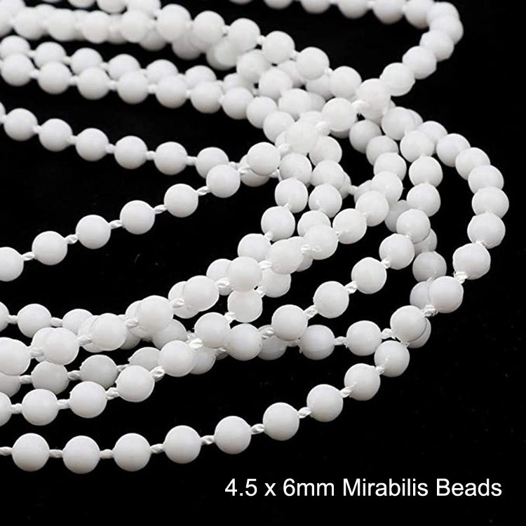 2PCS 10m Bead Chain White Beads Shutter Venetian Blinds Curtain Accessories 4.5 x 6mm Mirabilis Beads