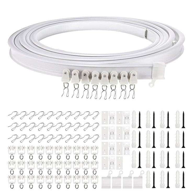 5M Curtain Track Curved Rail Hook Pulley Mounting Code Screw Expansion Plug(White)