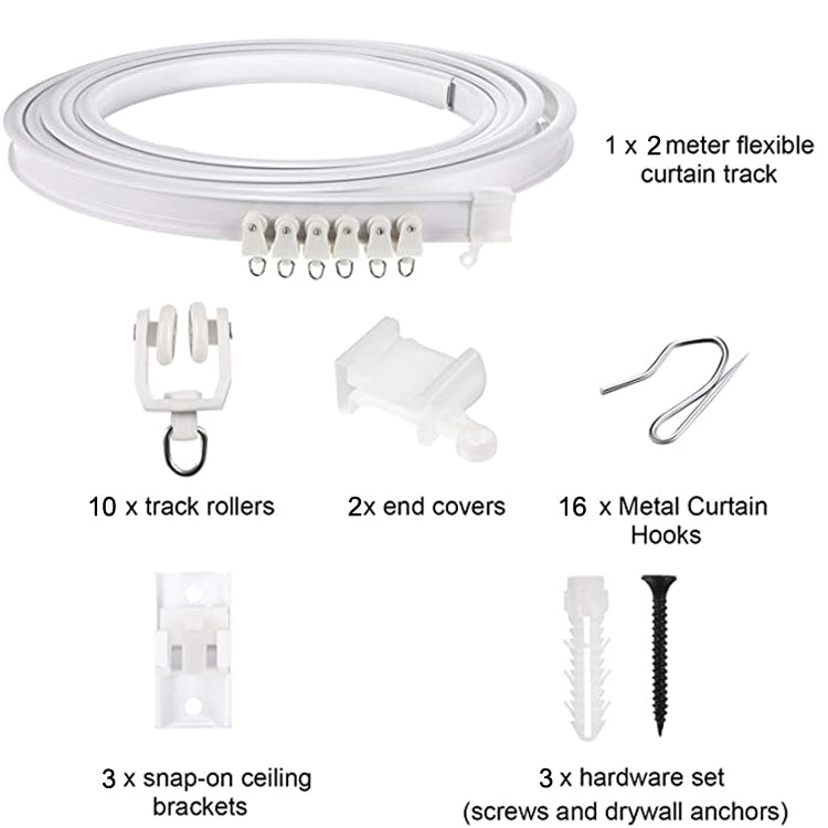 Model Steel Track Set Flexible Silent Slide Track Track with Hooks, Size: 2m