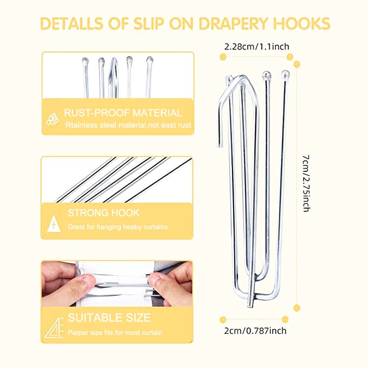 2 Sets Four Claw Hook Set Curtain Replacement Hook(Silver)