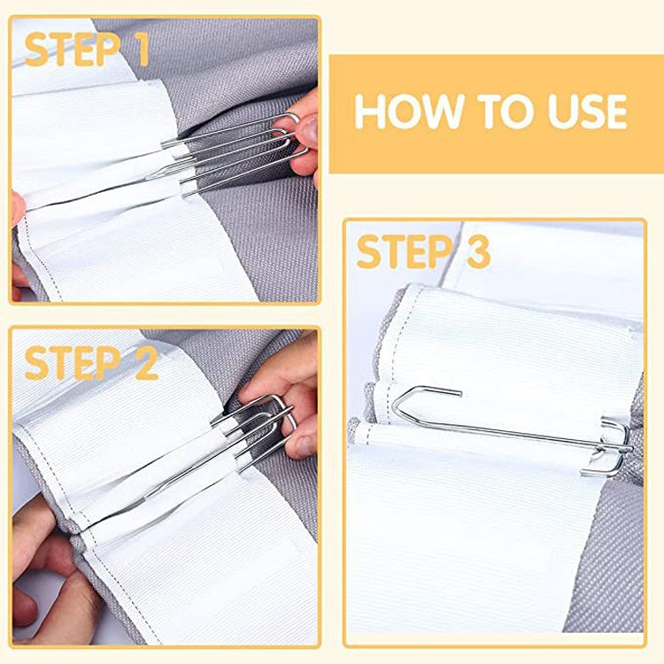 2 Sets Four Claw Hook Set Curtain Replacement Hook(Silver)