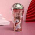 500ml Micro Landscape Plastic Cup Christmas Gift Double Cup(Style 3)