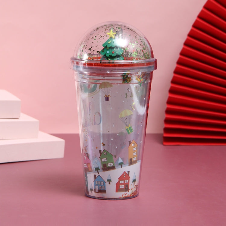 500ml Micro Landscape Plastic Cup Christmas Gift Double Cup(Style 4)