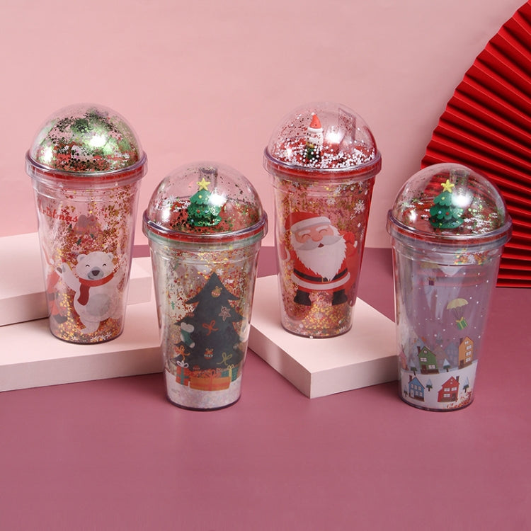 500ml Micro Landscape Plastic Cup Christmas Gift Double Cup(Style 3)