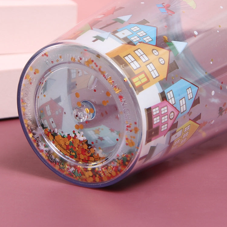 500ml Micro Landscape Plastic Cup Christmas Gift Double Cup(Style 4)