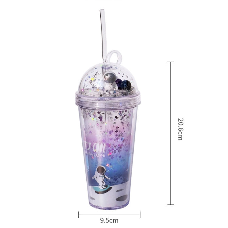 420ml Space Straw Cup Plastic Double Layer Water Cup