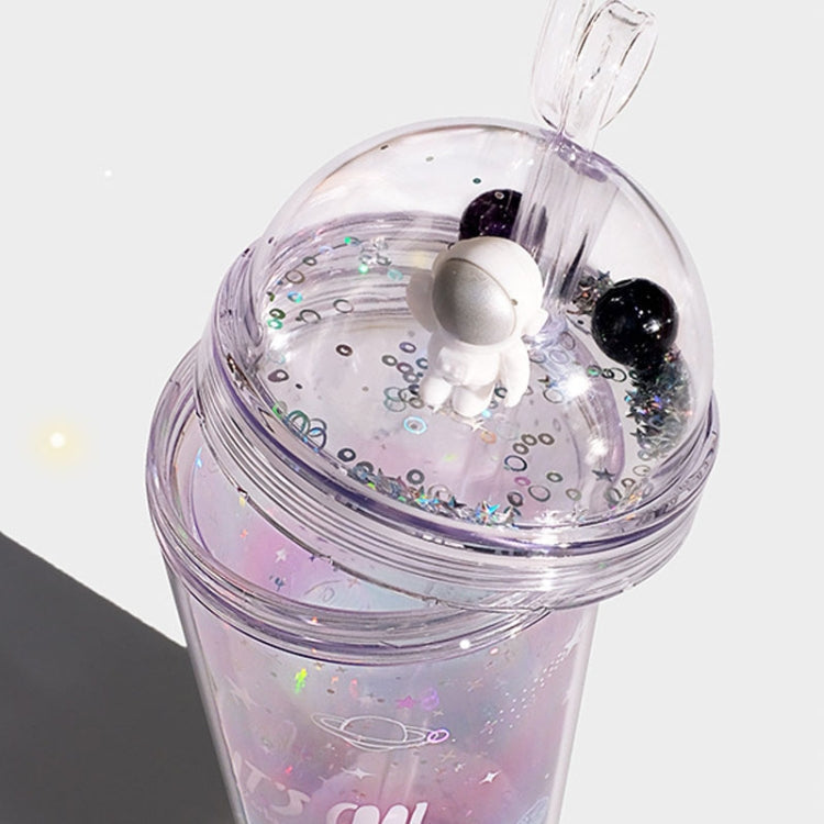 420ml Space Straw Cup Plastic Double Layer Water Cup