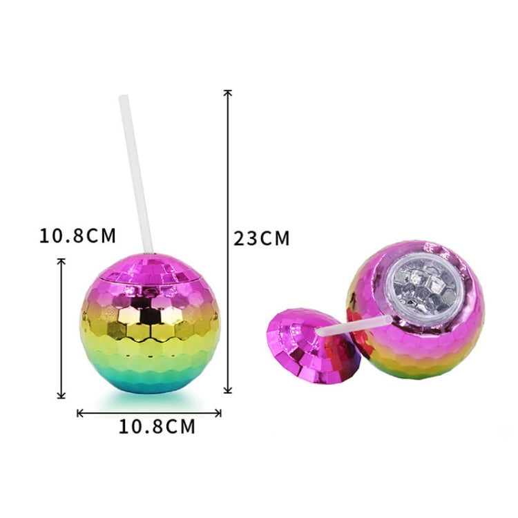 D001-2 Flash Electroplated Ball Cup Round Ball Straw Plastic Water Cup(Rainbow Color)