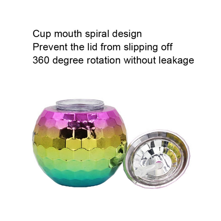 D001-2 Flash Electroplated Ball Cup Round Ball Straw Plastic Water Cup(Rainbow Color)