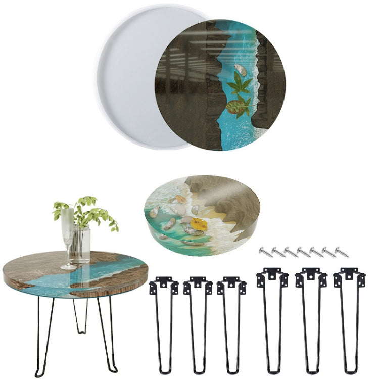 DIY Crystal Drip Rubber Round Table Mold Quicksand Table Silicone Mold Table Legs High 32cmx3