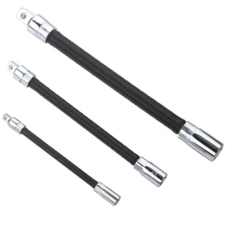 3 PCS/Set 1/4-3/8-1/2 Sleeve Extension Bendable Universal Joint Rod, Color: Black