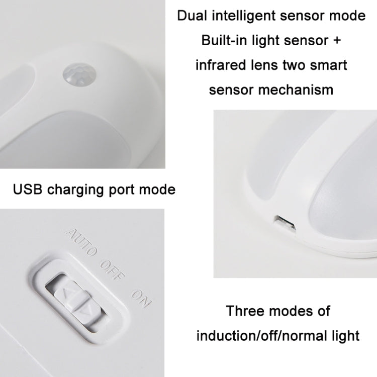 USB Rechargeable Firefly Smart Body Sensor LED Light(Natural Light)