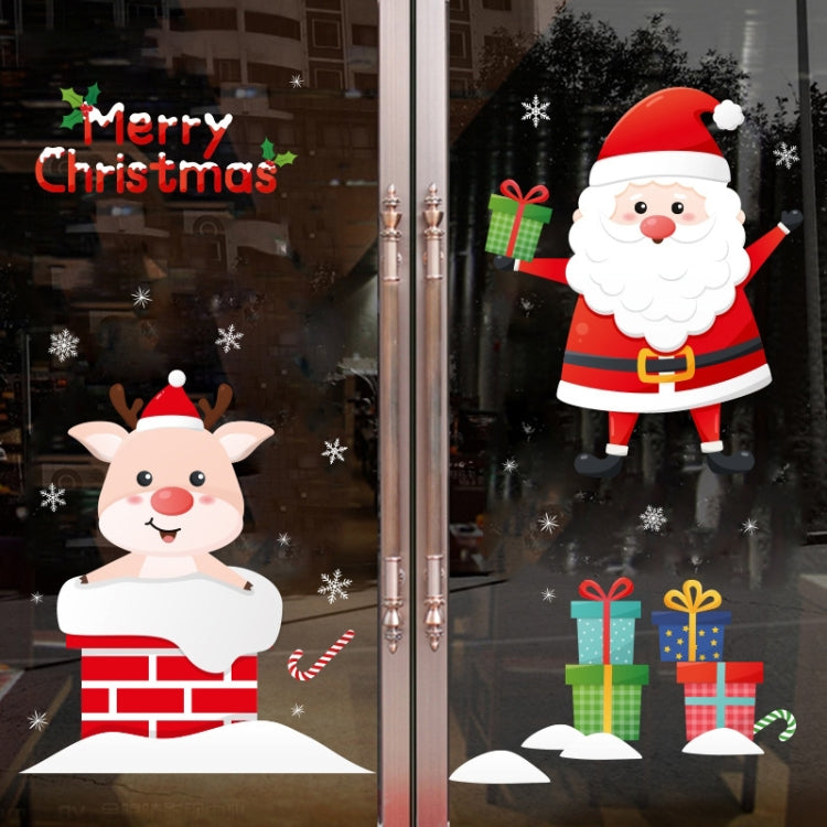 Santa Claus Hanging Stickers Shop Window Glass Door Living Room Wall Stickers(6305)