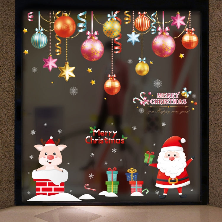 Santa Claus Hanging Stickers Shop Window Glass Door Living Room Wall Stickers(6305)