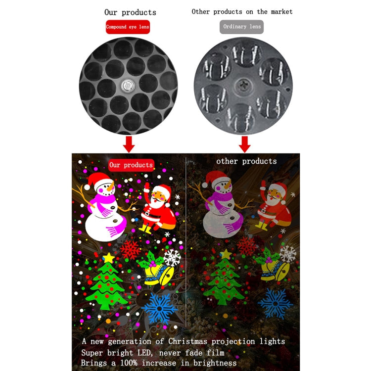 4W LED Snowflake Christmas Decoration Projector Light with 16 Patterns, Spec: UK Plug