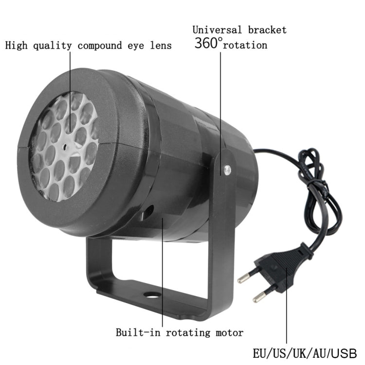 4W LED Snowflake Christmas Decoration Projector Light with 16 Patterns, Spec: AU Plug