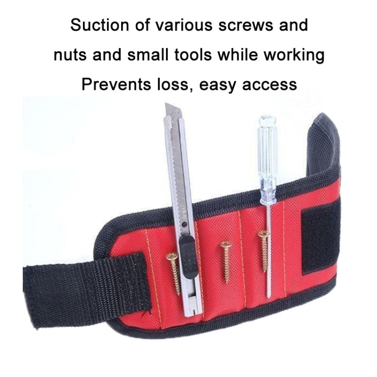 Electric Woodworking Multifunctional Powerful Magnetic Wrist Strap, Style: Three Rows Red