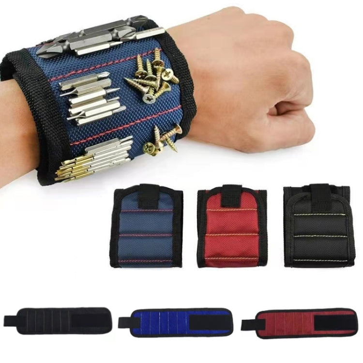 Electric Woodworking Multifunctional Powerful Magnetic Wrist Strap, Style: Three Rows Blue
