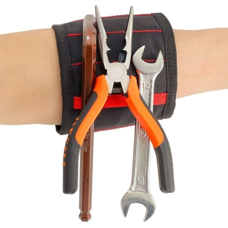 Electric Woodworking Multifunctional Powerful Magnetic Wrist Strap, Style: Five Rows Red
