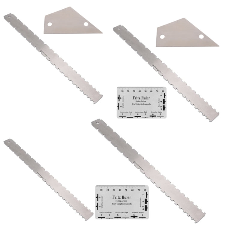 GNR3 Stainless Steel Measurement Bass Guitar Neck Ruler, Style: Double Teeth+Leveling Ruler