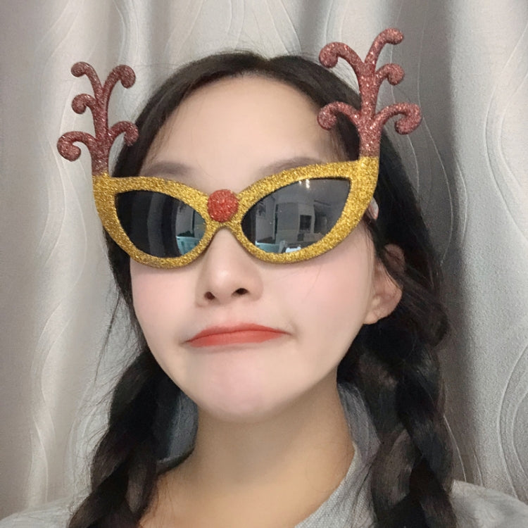 Christmas Weird Glasses Personalized Christmas Hair Clip, Color: Glitter Brown Deer Antlers
