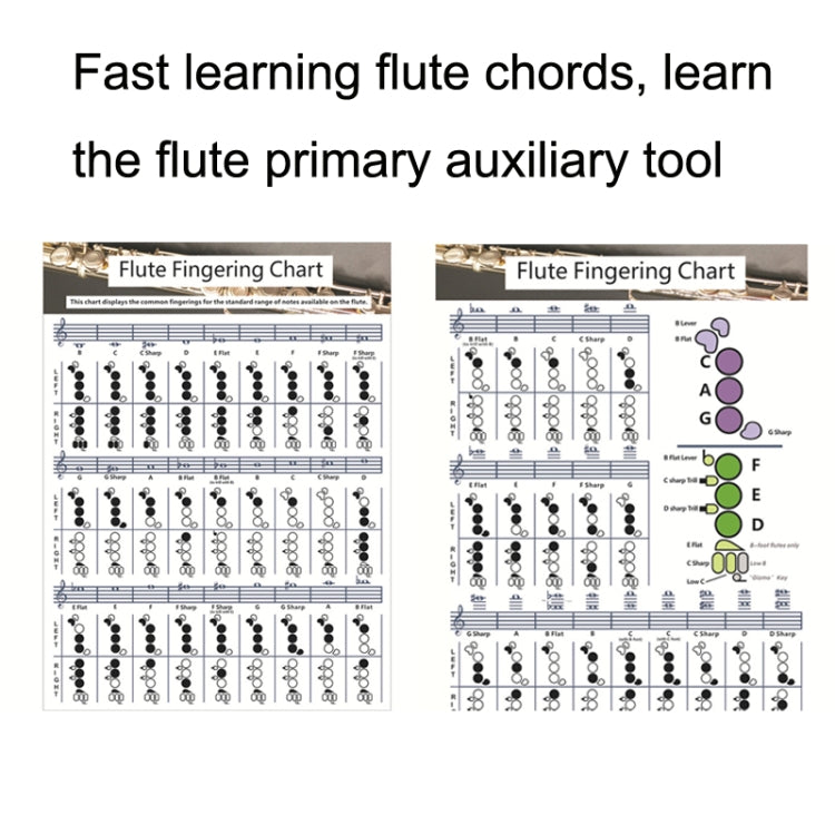 Coated Paper Flute Chord Fingering Practice Chart Staff Chord Fingering(Large)