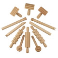 12 In 1 Plasticine Accessory DIY Slime Play Dough Wooden Tools Roller Stamp Rolling Pin Spoon