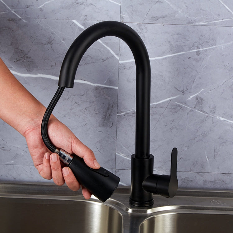 Kitchen Pull-out Faucet Stainless Steel Sink Telescopic Universal Faucet,Spec: CLH002 Black