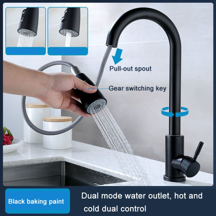 Kitchen Pull-out Faucet Stainless Steel Sink Telescopic Universal Faucet,Spec: CLH002 Black