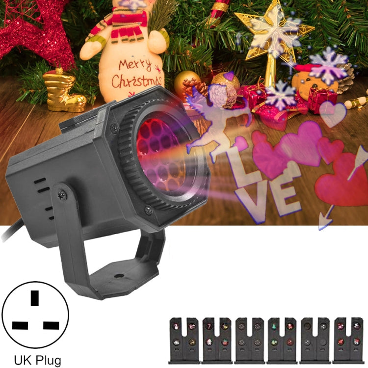 8W Christmas Colorful Rotating Laser Atmosphere Light Random Pattern Delivery UK Plug with 6 Cards