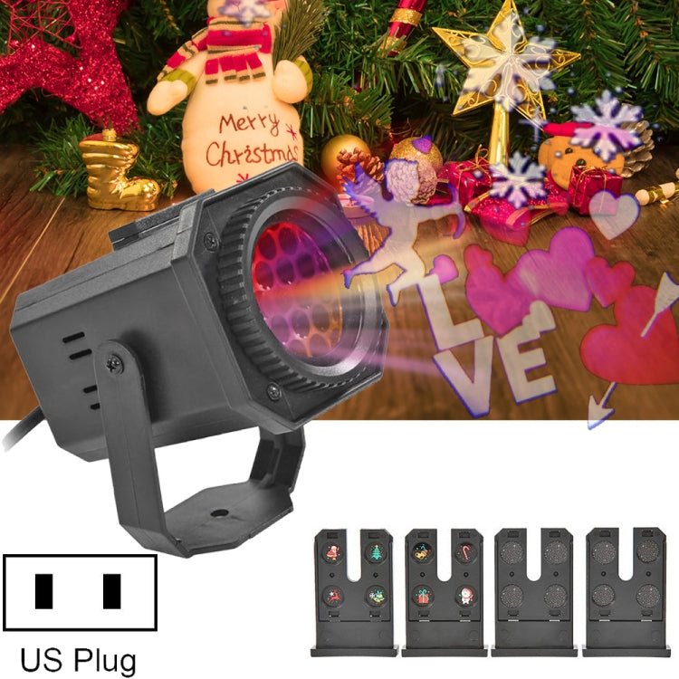 8W Christmas Colorful Rotating Laser Atmosphere Light Random Pattern Delivery US Plug with 4 Cards