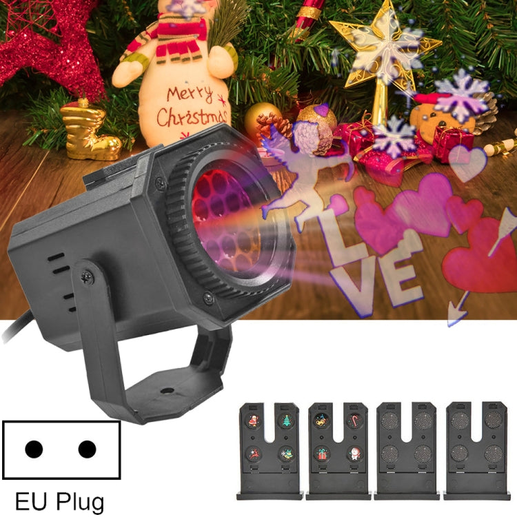 8W Christmas Colorful Rotating Laser Atmosphere Light Random Pattern Delivery EU Plug with 4 Cards