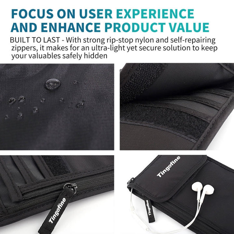 Tingofine YT5 Multifunctional Travel Passport RFID Anti-theft Document Bag Waterproof Passport Holder(Black)