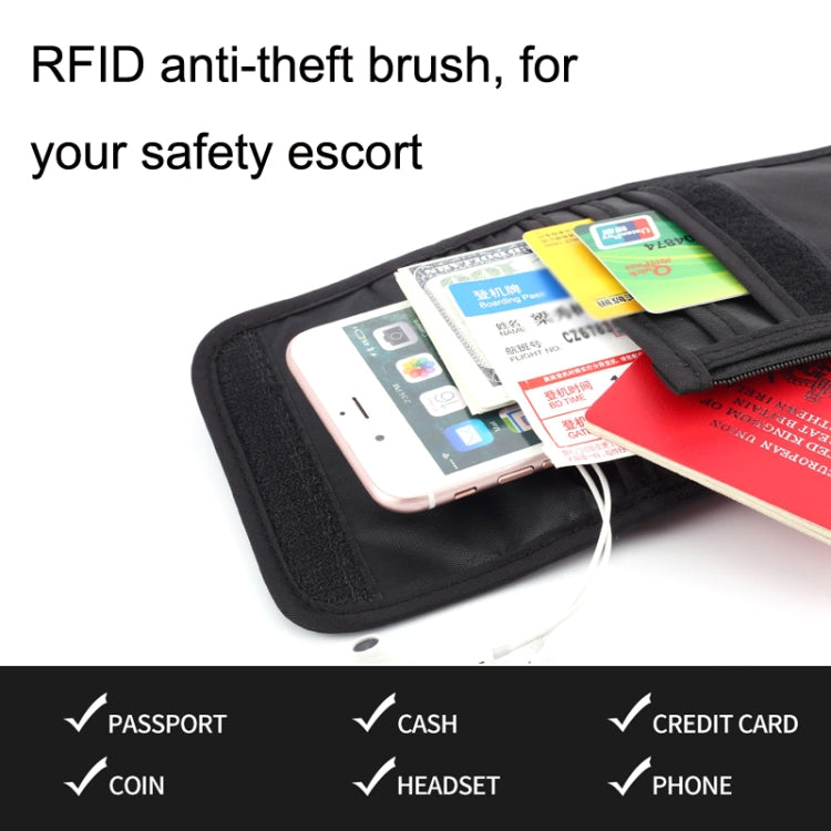 Tingofine YT5 Multifunctional Travel Passport RFID Anti-theft Document Bag Waterproof Passport Holder(Black)