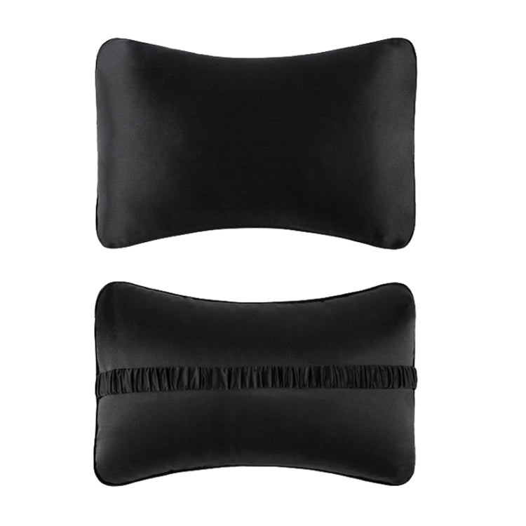 TZ19 Silk Car Head Pillow Car Memory Foam Comfort Lumbar Support(Black)