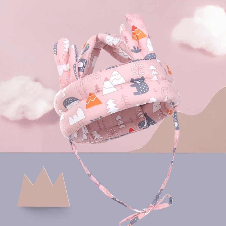 Baby Breathable Anti-fall Head Protective Cap Baby Protective Cap Toddler Bumper Cap, Spec: Pink Forest Antlers