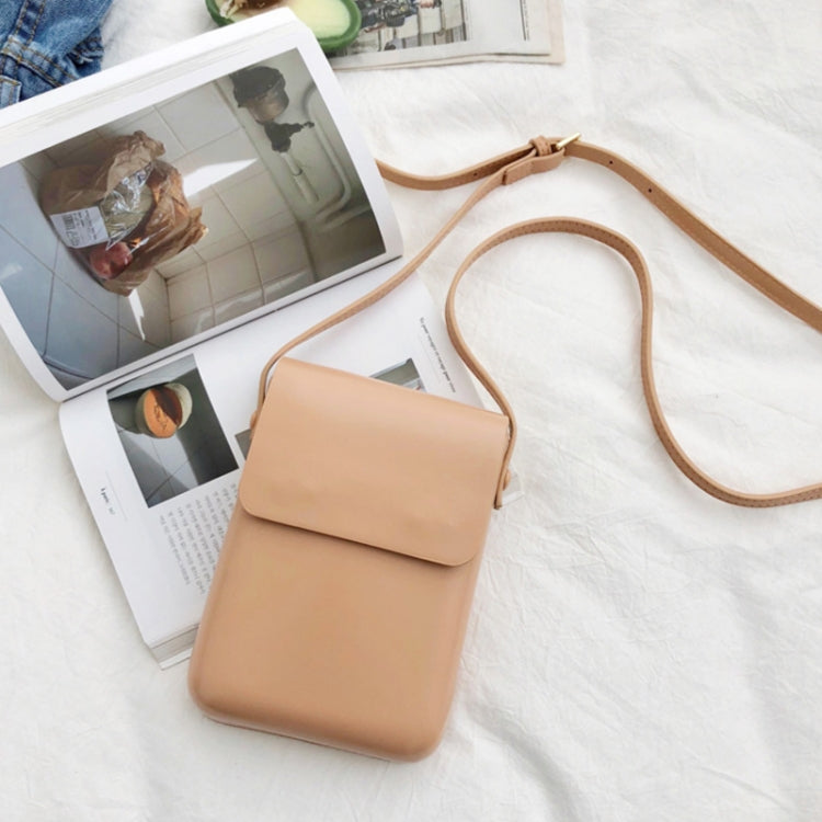 Fashion Versatile Vertical Models Single Shoulder Crossbody Mobile Phone Bag, Color: Apricot