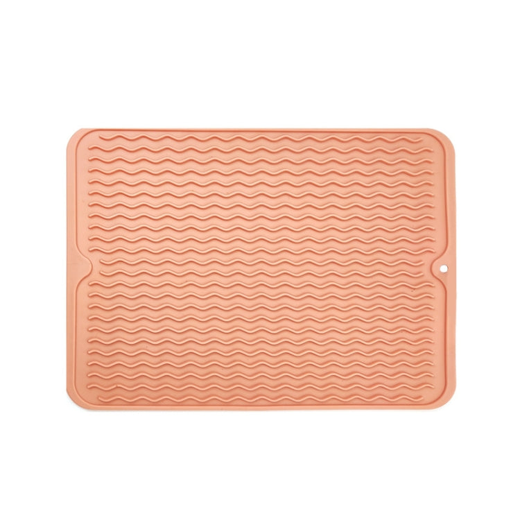 TPR Thickened Thermal Pad Wave Pattern Drain Anti-Slip Mat(Khaki Pink)