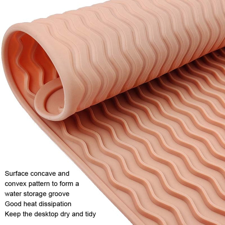 TPR Thickened Thermal Pad Wave Pattern Drain Anti-Slip Mat(Khaki Gray)