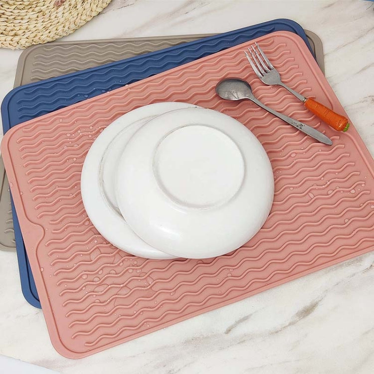 TPR Thickened Thermal Pad Wave Pattern Drain Anti-Slip Mat(Khaki Gray)