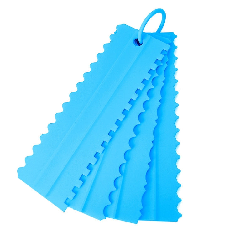 4 PCS / Set Plastic Cream Scraper PP Double Side Sawtooth Baked Cake Flattener(Sky Blue)