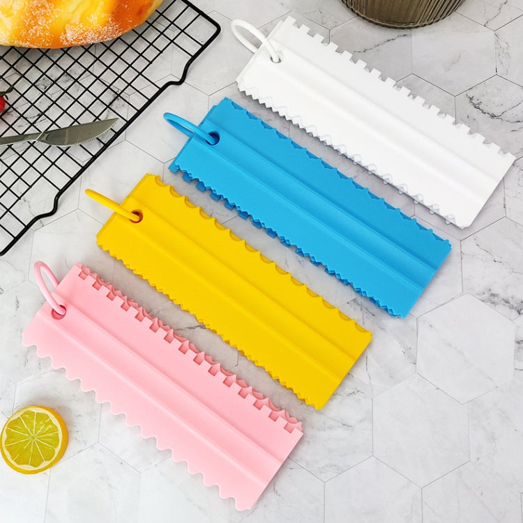 4 PCS / Set Plastic Cream Scraper PP Double Side Sawtooth Baked Cake Flattener(Sky Blue)