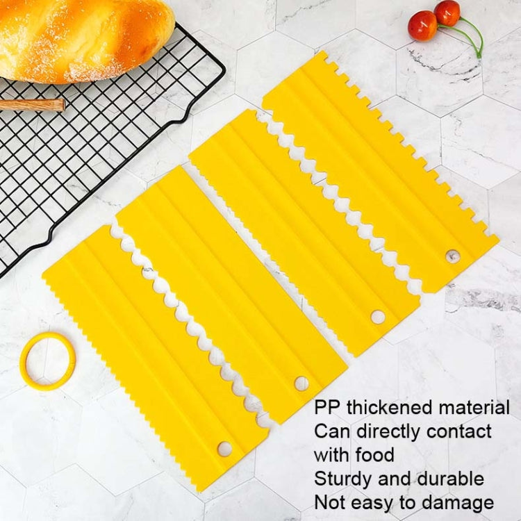 4 PCS / Set Plastic Cream Scraper PP Double Side Sawtooth Baked Cake Flattener(Sky Blue)