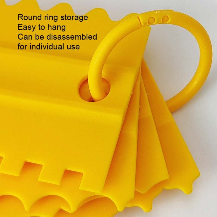 4 PCS / Set Plastic Cream Scraper PP Double Side Sawtooth Baked Cake Flattener(Yellow)